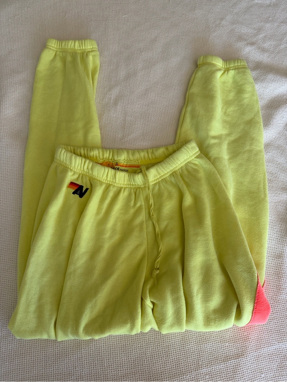 Aviator Nation Neon Lightning Bolt Sweatpants with Red Accent - Picture 4 of 5